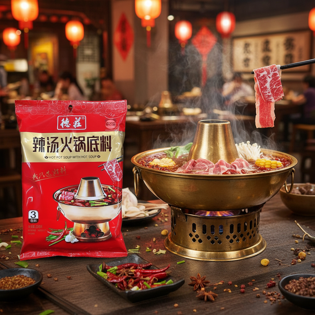Base para Hot Pot Picante De Zhuang 220g - 德庄辣汤火锅底料