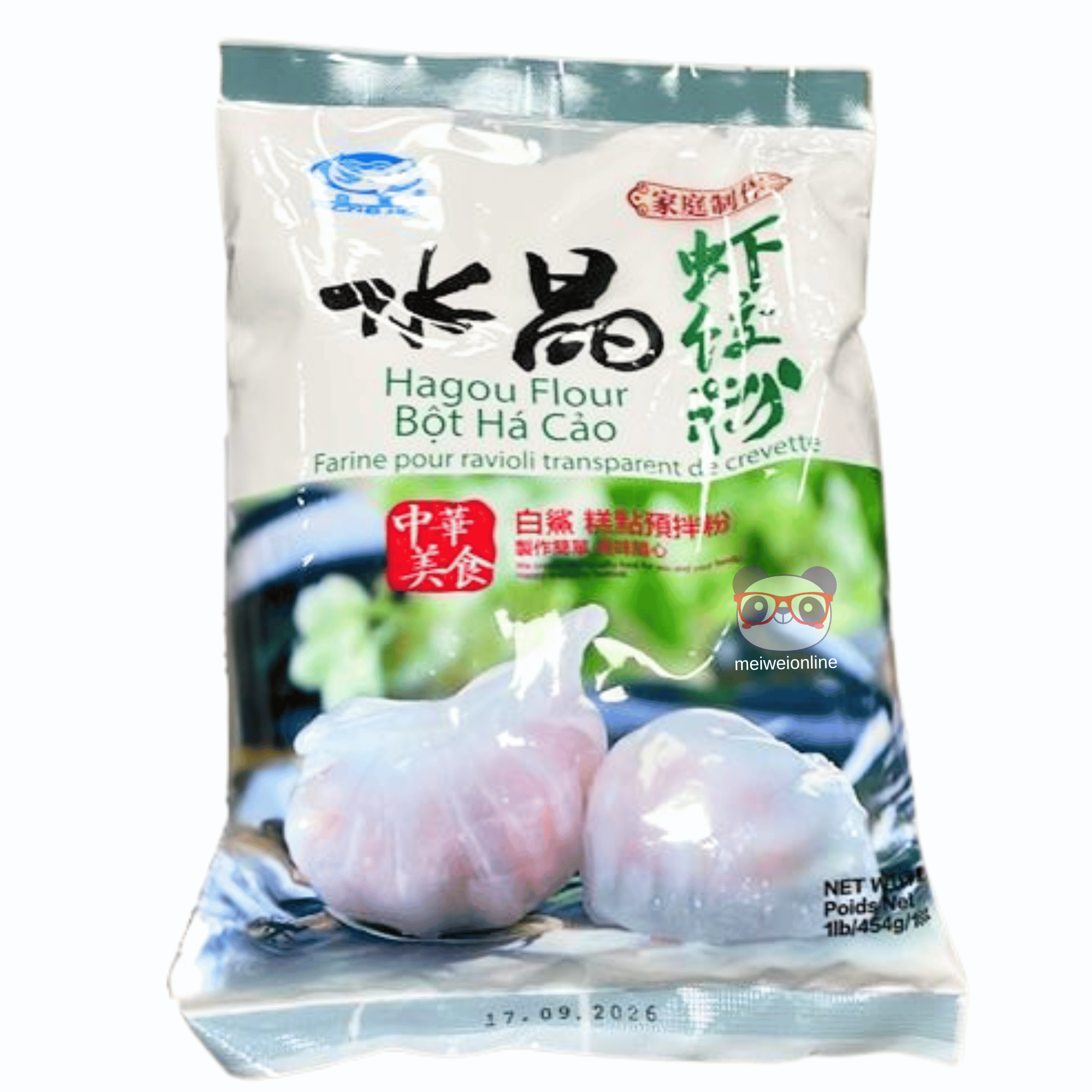 Farinha para ravioli transparente de camarão (虾饺粉) embalagem 454g – mistura para massa de har gow oriental