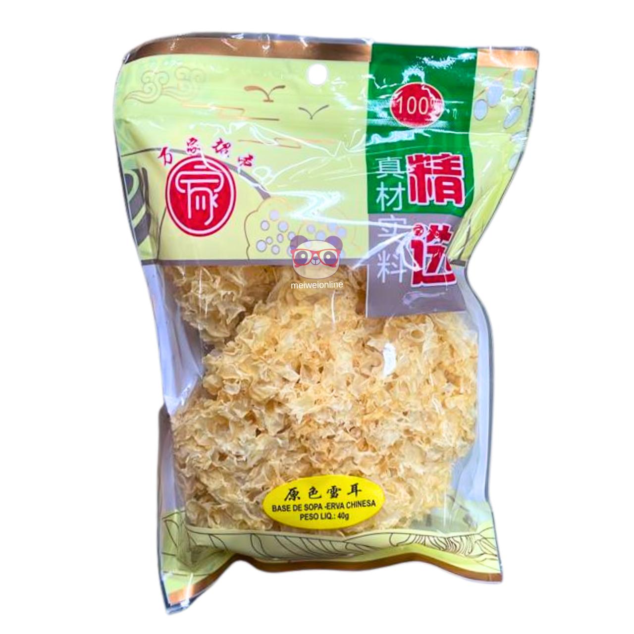 Mei Wei Tremela Fungo branco chinês desidratado 原色雪耳 40g base de sopa erva chinesa 