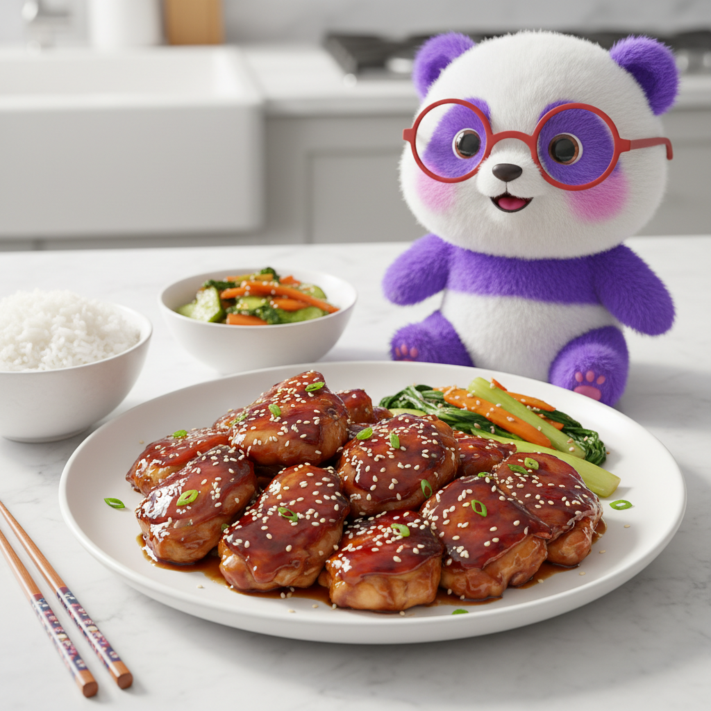 Mei Wei: Frango teriyaki com molho de ostra, shoyu e tempero 5 especiarias