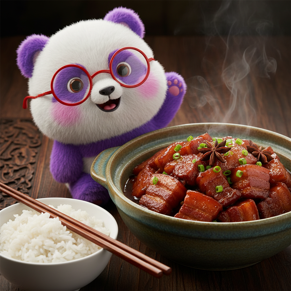 Mei Wei: Porco braseado chinês com tempero 5 especiarias e molho de ostra