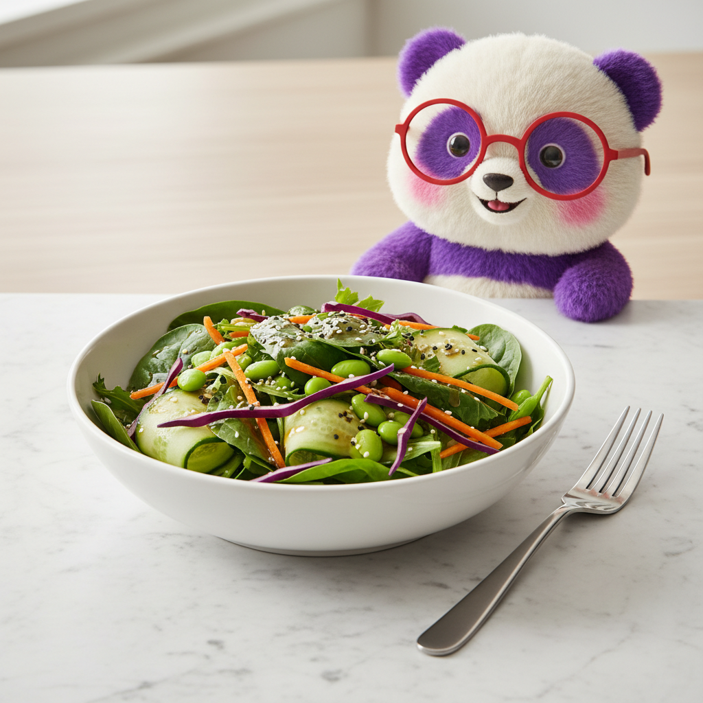 Mei Wei: Salada fresca com molho de gergelim tostado e tempero asiático