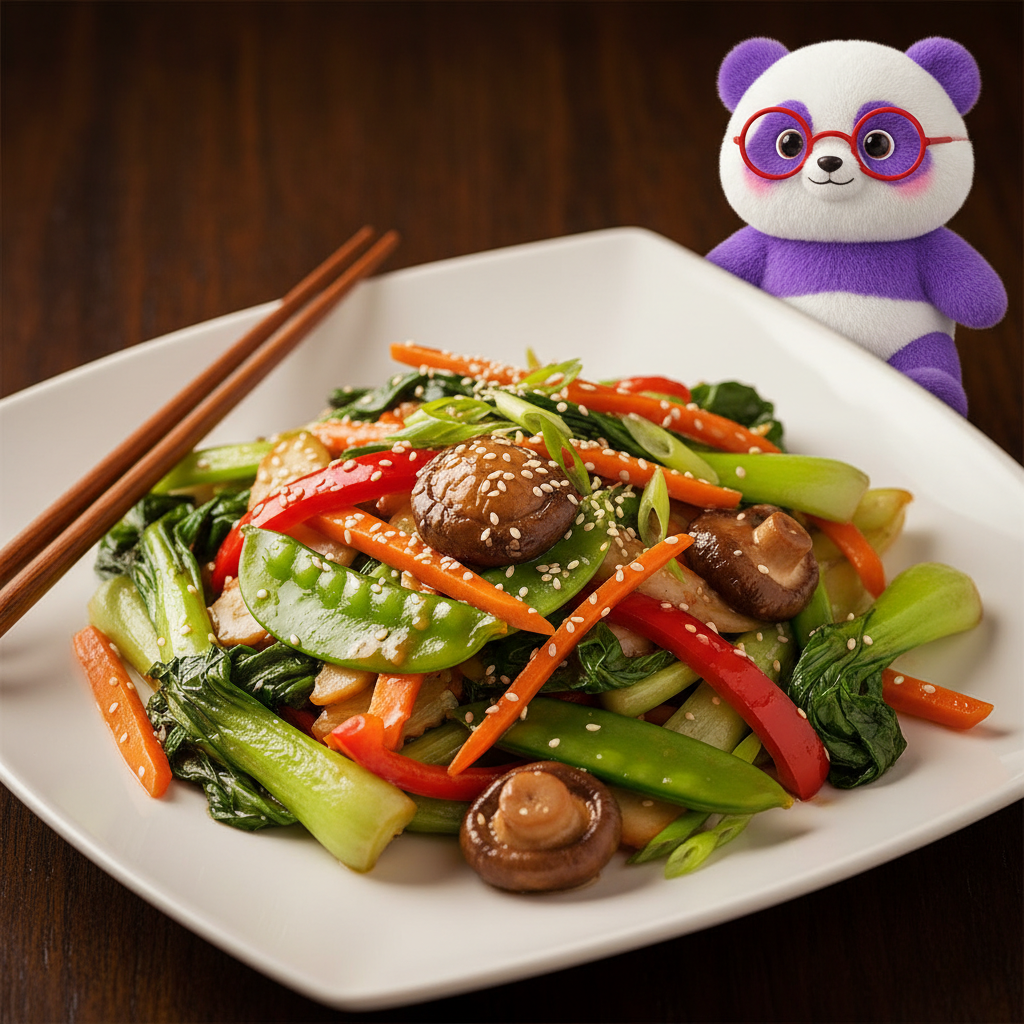 Mei Wei: Stir-fry de legumes com molho de ostra, shoyu e óleo de gergelim