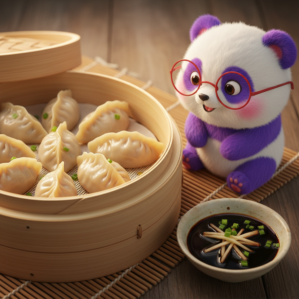 Mei Wei: Dumplings com molho de vinagre preto de arroz