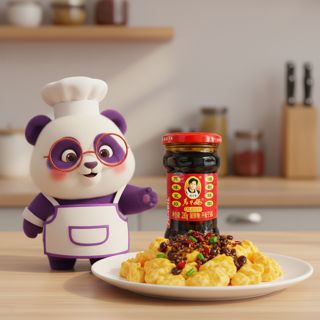 Mei Wei: Molho de Pimenta Lao Gan Ma Tradicional 280g com ovos mexidos