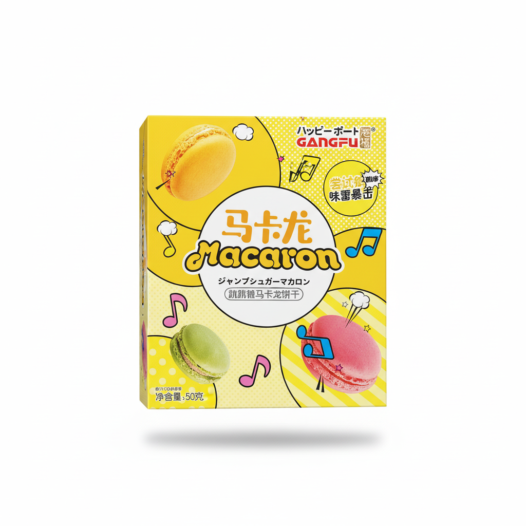 Mei Wei: Macaron Gangfu 50g - Embalagem em Fundo Branco