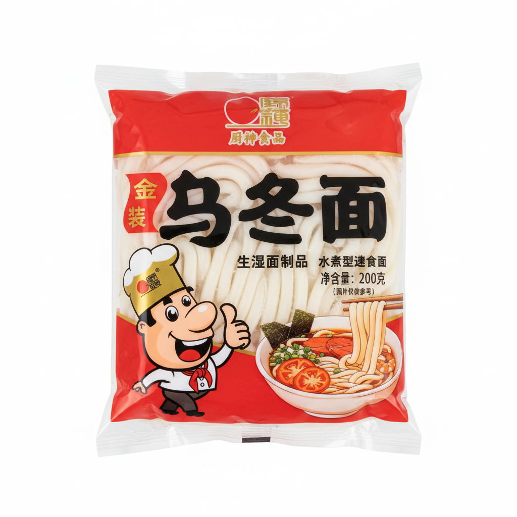 Mei Wei Macarrão Udon Chushen 200g - Embalagem em Fundo Branco