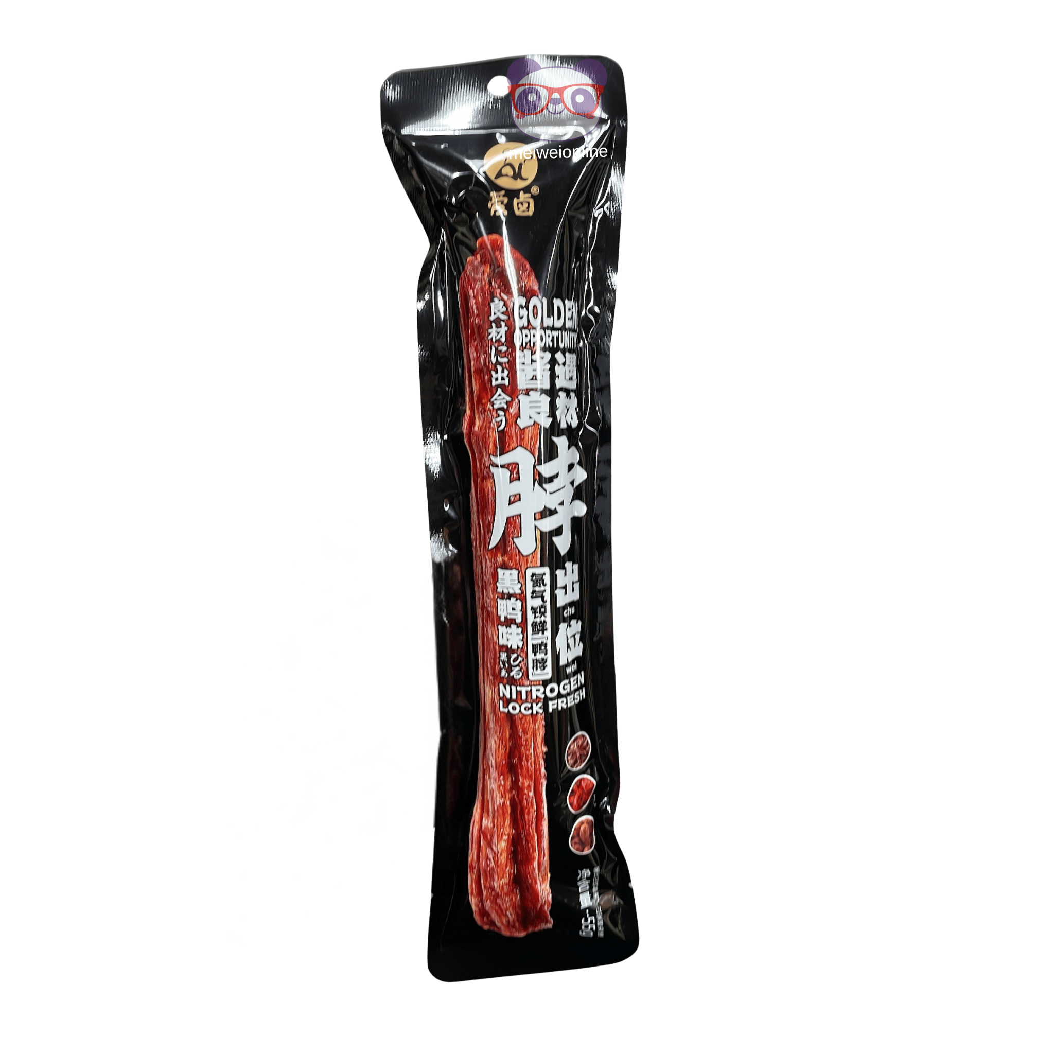 Pescoço de pato defumado Golden Opportunity Place Out (金牌脖出位风干鸭脖) 55g – petisco oriental pronto para consumo