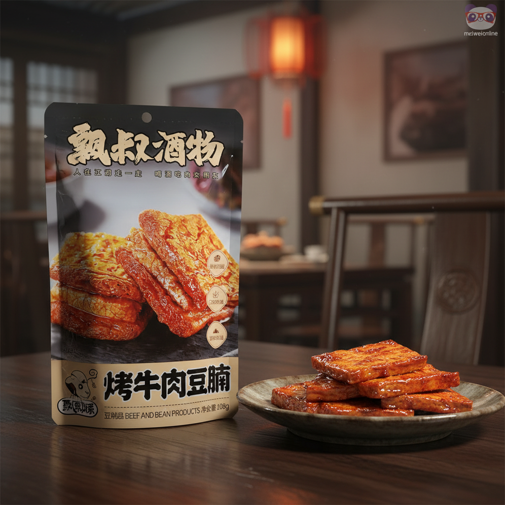 Petisco de Tofu com Carne de Boi Grelhada 108g - 飘叔大叔 烤牛肉豆腱