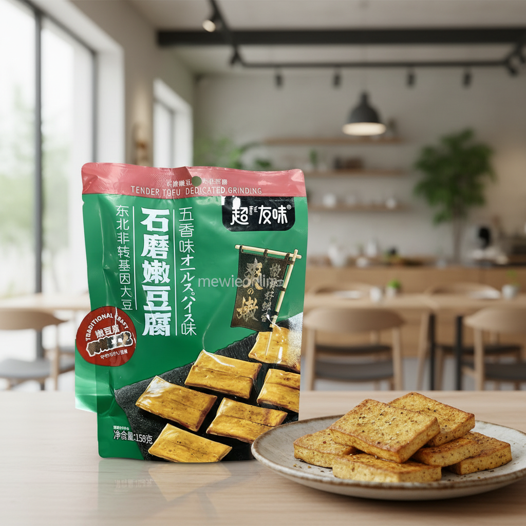 Petisco de Tofu Macio Chinês Cinco Especiarias 158g - 石磨嫩豆腐 五香味