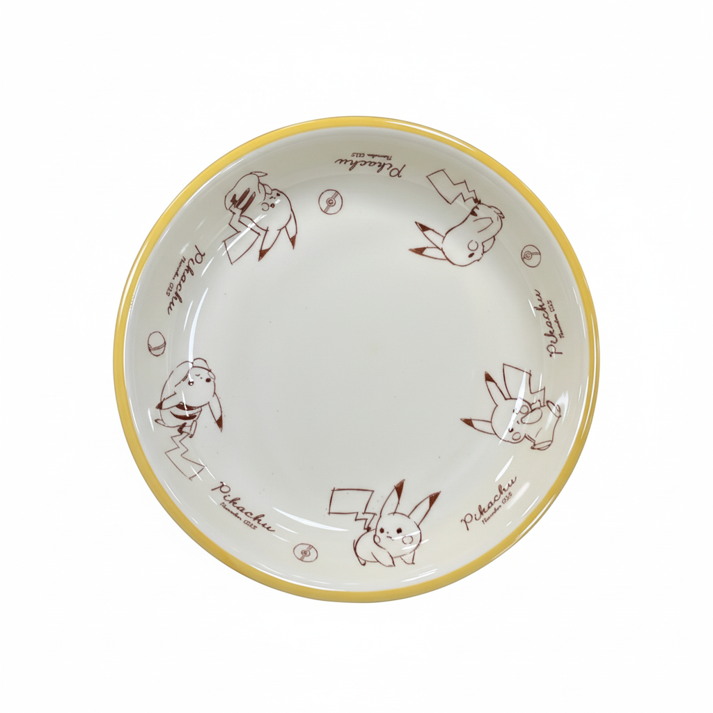 Mei Wei: Prato de Cerâmica Pokemon Pikachu Shunxiang 207mm - Embalagem em Fundo Branco