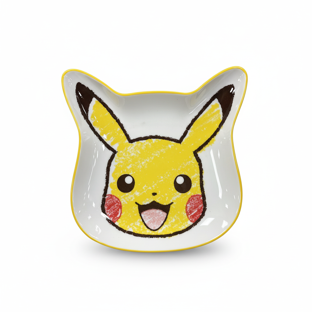 Mei Wei: Prato Cerâmica Pikachu Shun Xiang 256mm - Embalagem em Fundo Branco