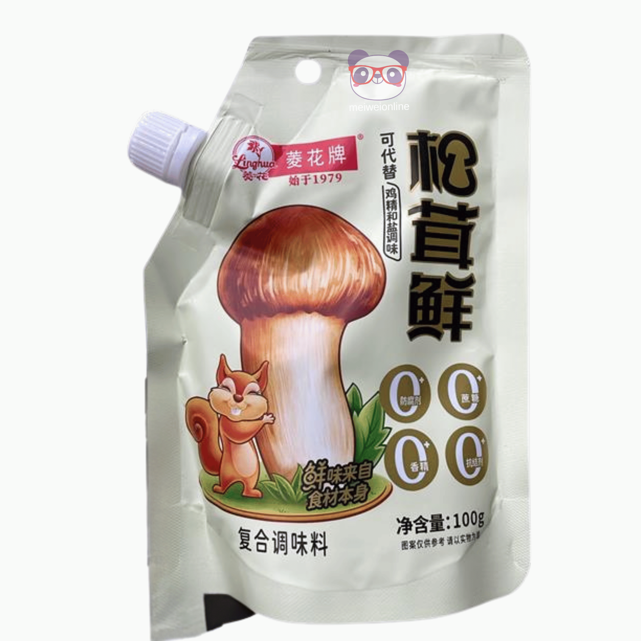 Mei Wei tempero líquido de cogumelo rei Linghua 100g embalagem chinesa à base de cogumelos