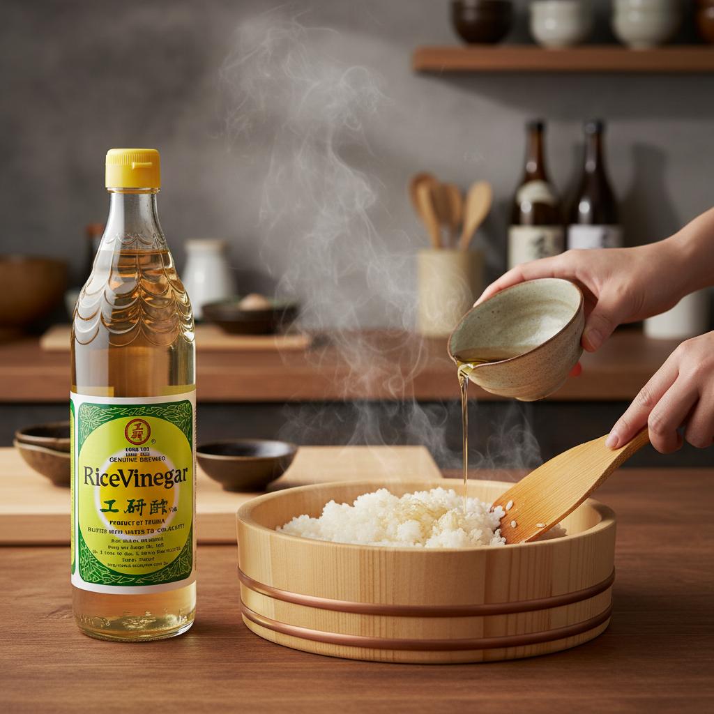 Mei Wei: Vinagre de Arroz Kong Yen 600ml no preparo de arroz de sushi - processo tradicional japonês