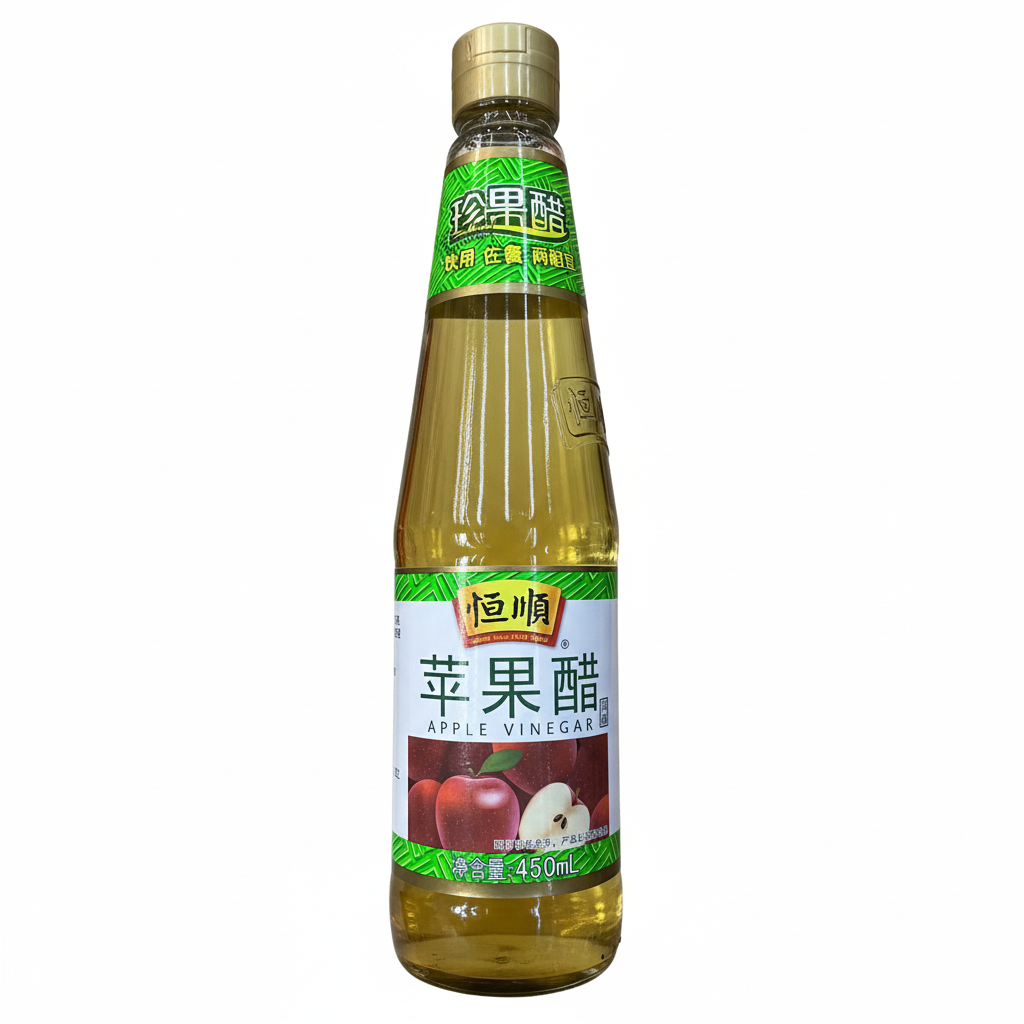 Mei Wei: Vinagre de Maçã Hengshun 450ml - Embalagem em Fundo Branco