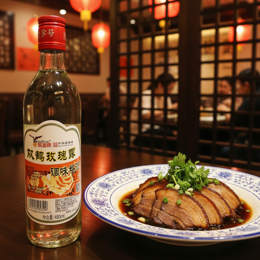 Vinho de Arroz Shaoxing para Culinária 480ml - 双鹤玫瑰露