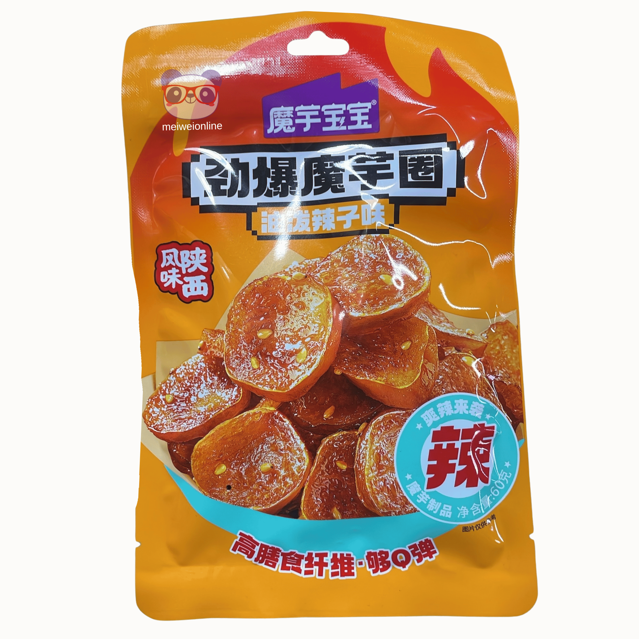 Mei Wei Embalagem de snack de konjac picante em rodelas 60g produto vegano oriental
