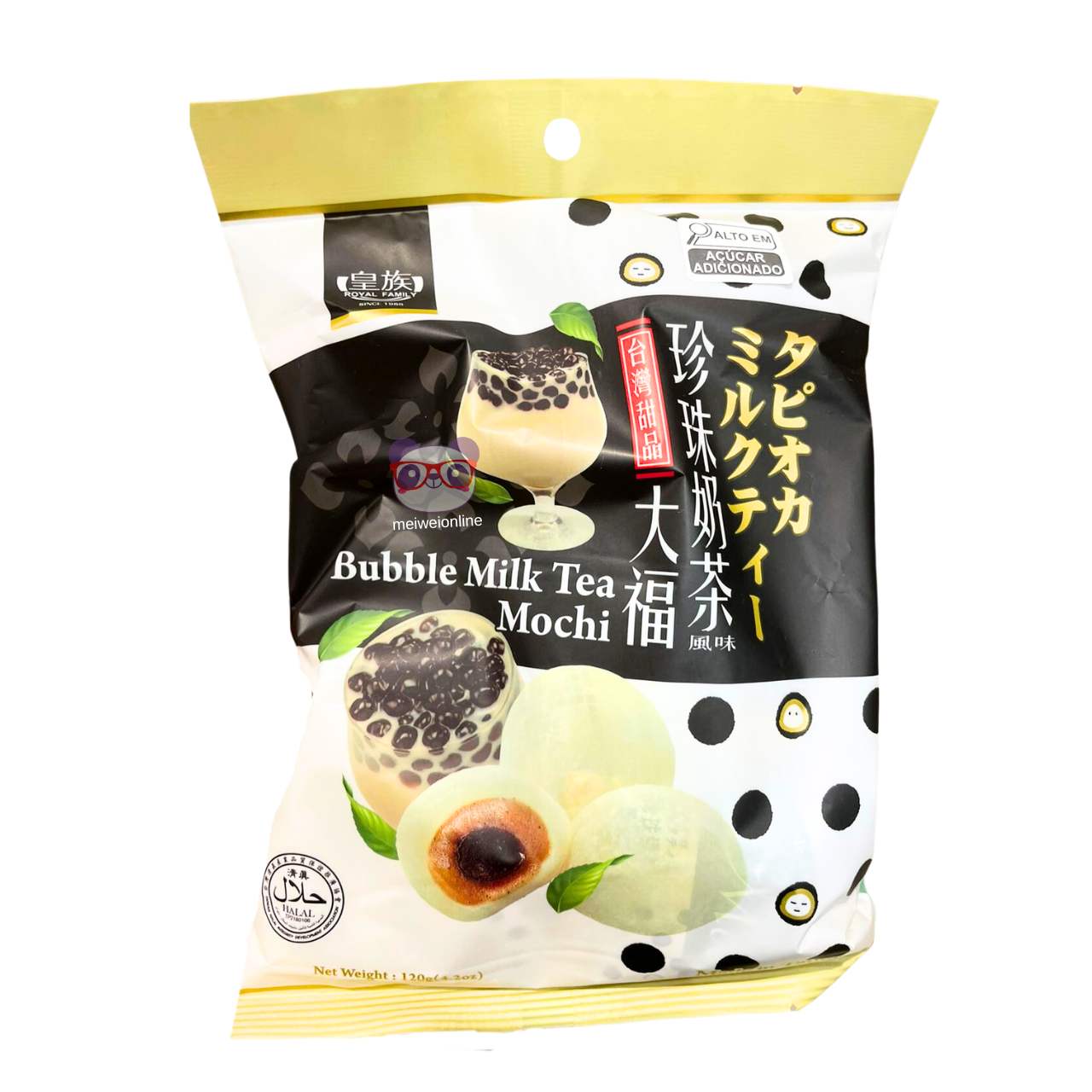 Mochi com bolinha de tapioca sabor chá e leite (Bubble Tea) - Royal Family 120g