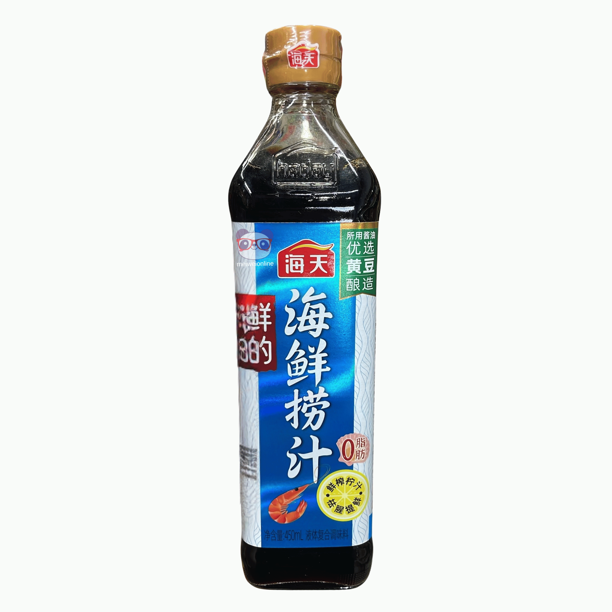 Garrafa de Molho de Frutos do Mar Haday (海鲜捞汁) 450ml, um condimento chinês versátil feito com molho de soja fermentado e extratos de frutos do mar para realçar o sabor.
