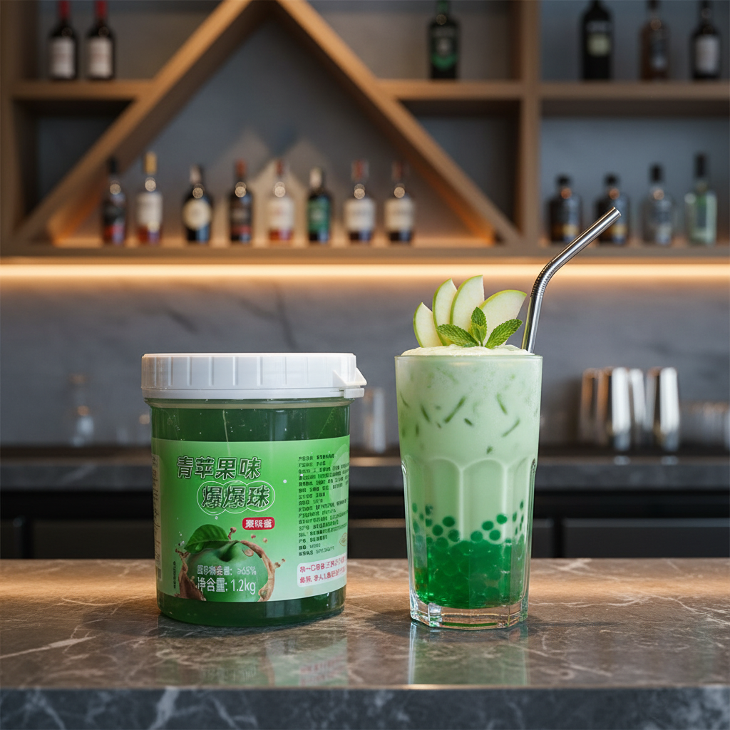 Bubble Tea Pérolas de Sabor Maçã Verde 1,2kg  - 青苹果味爆爆珠