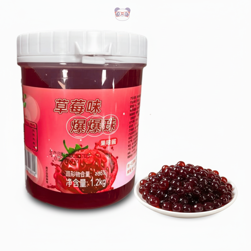 Bubble Tea Pérolas de Sabor Morango 1,2kg - 草莓味爆爆珠