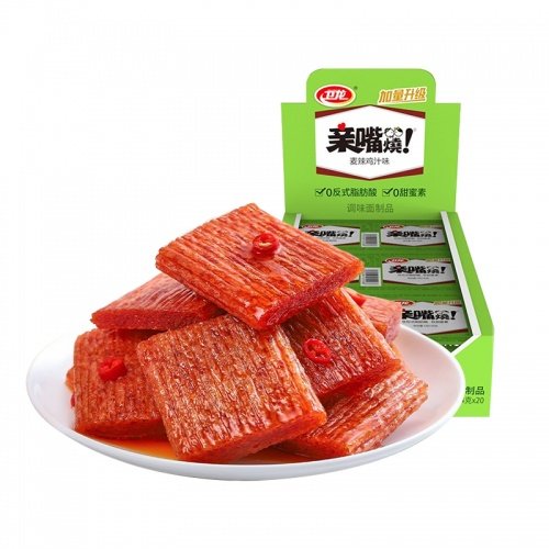 Tira de Glúten Apimentada Sabor Frango（亲嘴烧麦辣鸡汁味）- Wei Long 24g