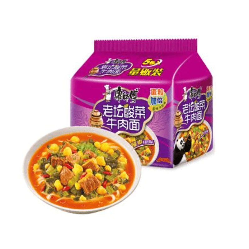 Lamen Instantâneo Sabor Carne com Repolho Azedo（老坛酸菜牛肉面）- Kangshifu 5x120g