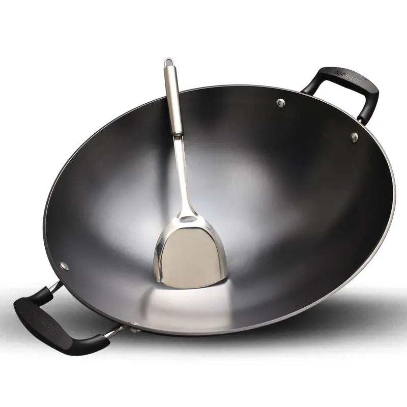 Wok de Ferro Fundido com Fundo Redondo e Duas Alças（华邦铸铁真不锈炒锅）44cm