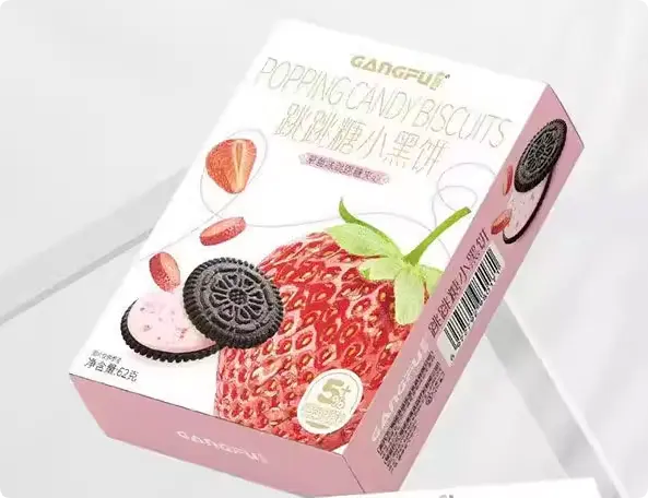 Biscoito com Açúcar Popping Sabor Morango（港福跳跳糖小黑饼）- Gangfuk 62g