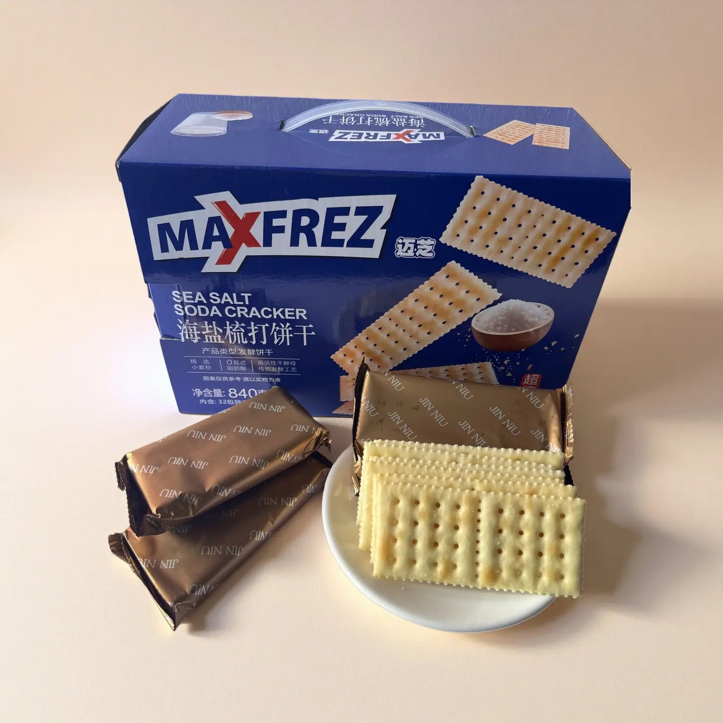Biscoito Salgado de Sal Marinho（海盐梳打饼干）- Maxfrez 840g