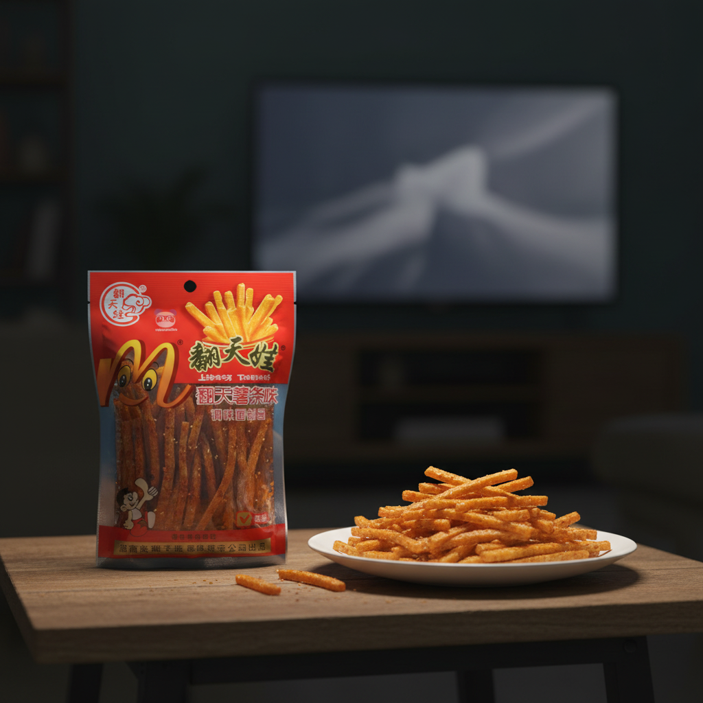 Snack de Macarrão Crocante Sabor Batata Frita 89g - 翻天娃 彩天薯条味 调味面制品