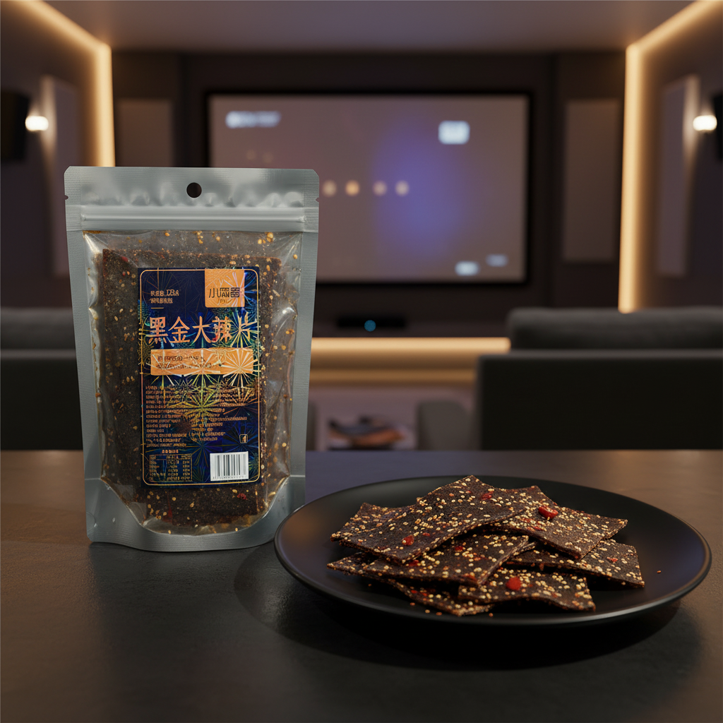 Snack Massa Trigo Super Picante Lápian Preto Dourado com Gergelim 120g - 小阿哥 黑金大辣片