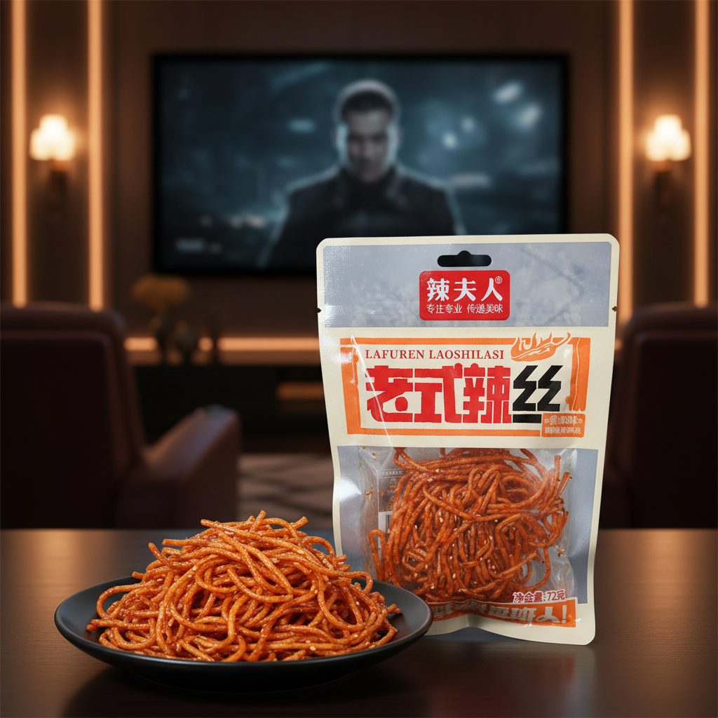 Snack Chinês de Massinha de Trigo Apimentada 72g - 辣夫人 老式辣丝