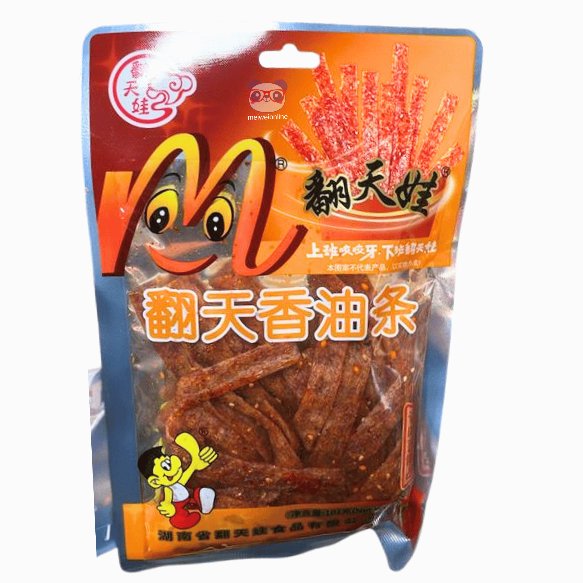 Mei Wei Snack chinês de tirinhas de trigo picantes 翻天娃 翻天香油条 101g 
