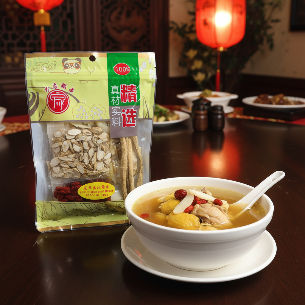 Base de Sopa Exótica de Frango com Ginseng Americano 100g - 花旗参地雞湯