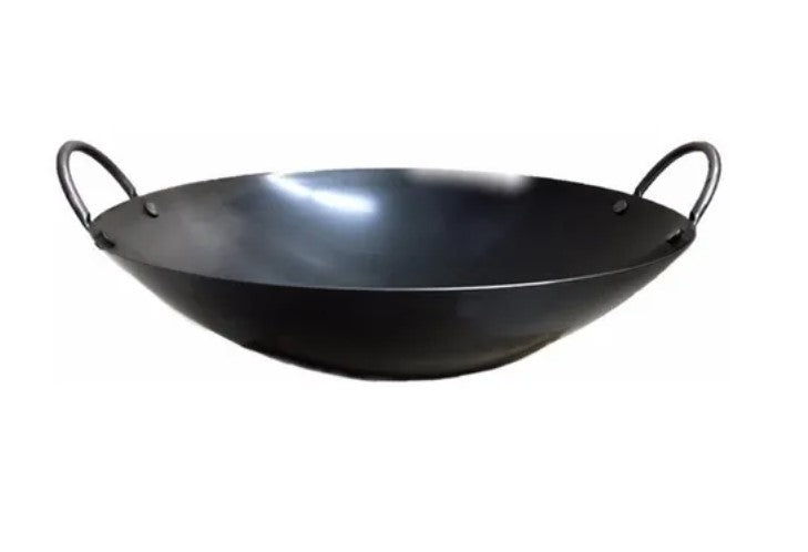 Panela Tacho Wok Ferro Frigideira Chinesa 45cm Duas Alças