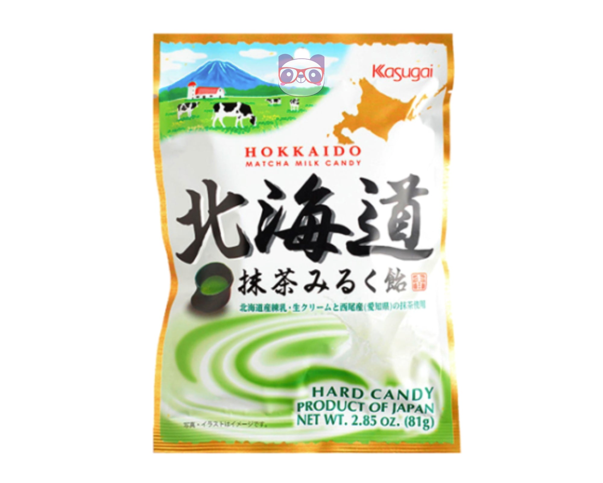 Bala Hokkaido sabor leite com matcha - Kasugai 81g